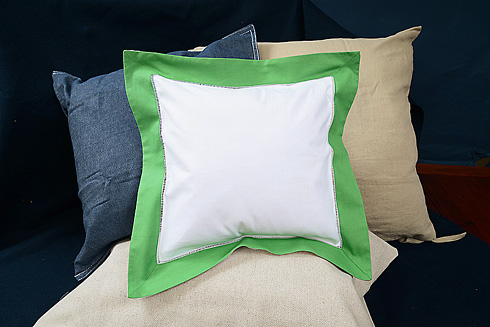 Square Hemstitch Baby Pillow with Mint Green color 12" SQ.